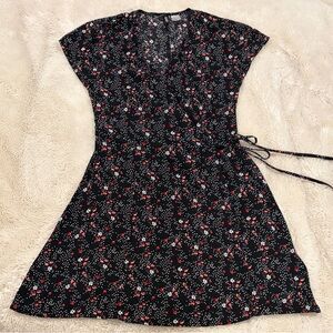 H&M Divided Black Dress with Pink and White Floral Pattern